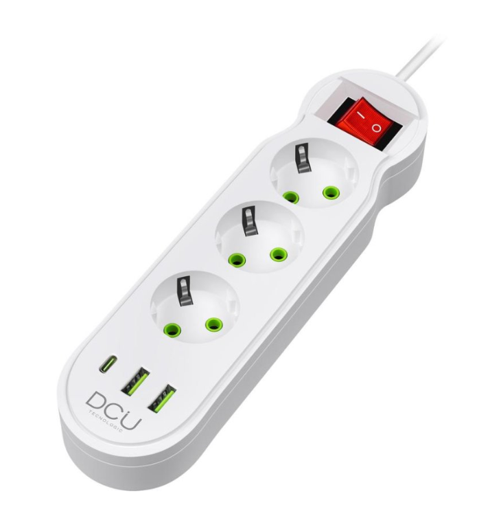 Advance Tecnologic Power Strip 3 Outlets 2 USB-A 1 USB-C with Safe and Practical Switch Protection