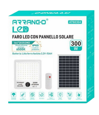Arranged 300W LED Solar Light with Solar Panel Remote Control IP65 AT60304