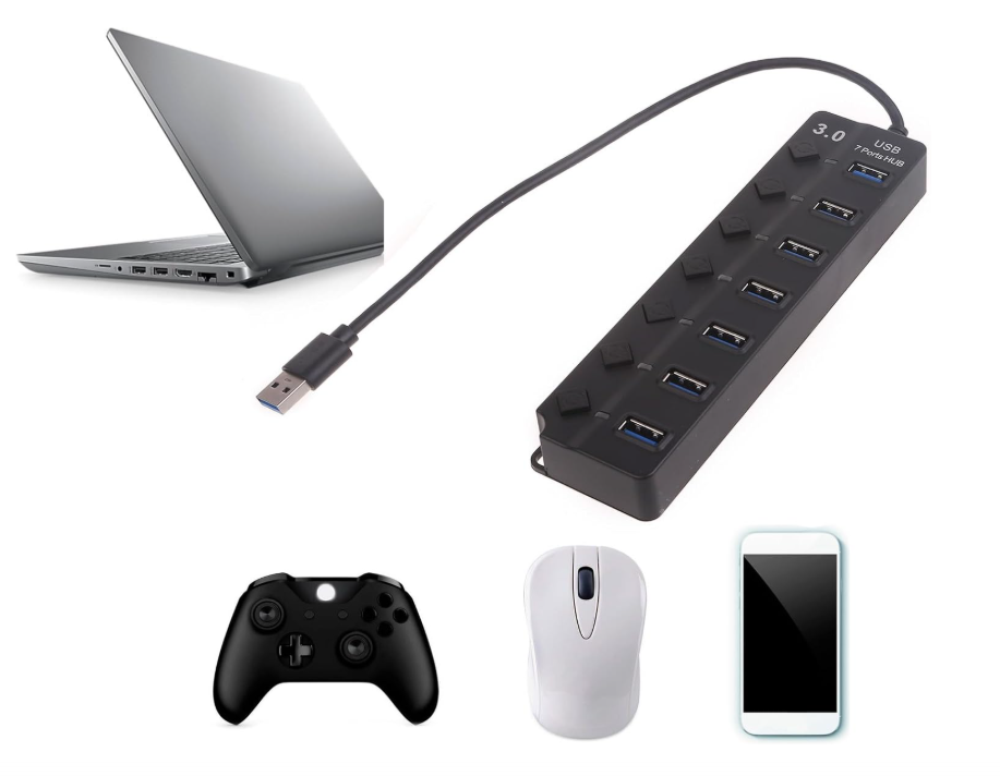 Hub versatile da 1 a 7 porte USB 3.0 - Trasferimento dati - Connessione sicura per computer