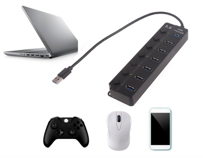 Hub versatile da 1 a 7 porte USB 3.0 - Trasferimento dati - Connessione sicura per computer