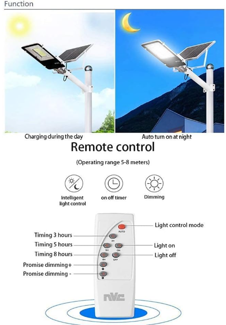 Arrango Lampione da Esterno Solar Lights Outdoor Garden LED 150W con Telecomando e Controllo Luce IP65 Impermeabile per Alley e Sentieri