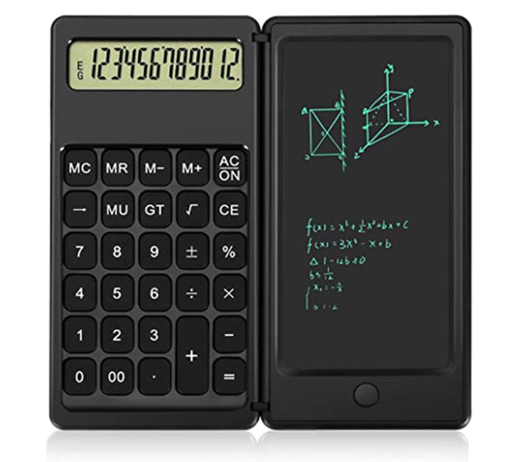 Scientific Calculator with Solar Powered Writing Tablet, 12-Digit, Standard Function, LED Display, Calculator for Students, Office
