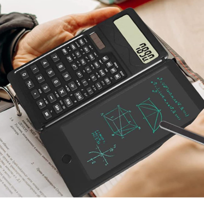 Scientific Calculator with Solar Powered Writing Tablet, 12-Digit, Standard Function, LED Display, Calculator for Students, Office