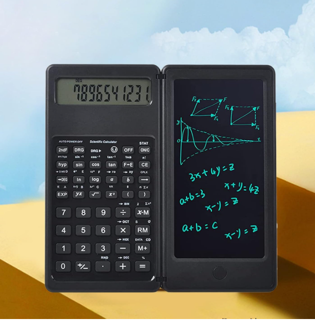 Scientific Calculator with Solar Powered Writing Tablet, 12-Digit, Standard Function, LED Display, Calculator for Students, Office