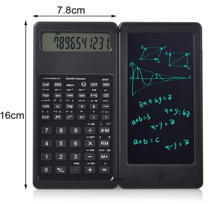 Scientific Calculator with Solar Powered Writing Tablet, 12-Digit, Standard Function, LED Display, Calculator for Students, Office
