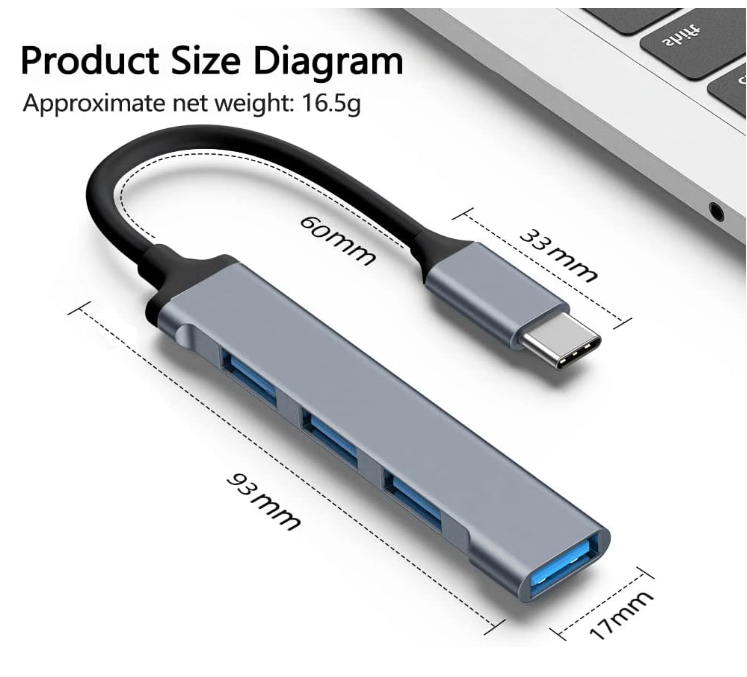 Hub USB C Porta Multiplead Aptatore, Docking Station Tipo Adattatore USB 4 porte, 1 USB 3.0 e 3 USB 2.0 Hub per Macbook Pro/Air PS4 PC Portatile Unità mobili e altro ancora