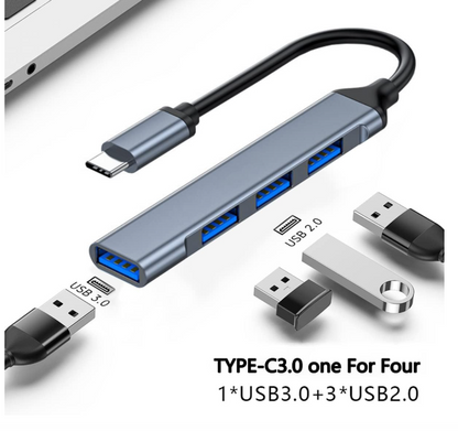 Hub USB C Porta Multiplead Aptatore, Docking Station Tipo Adattatore USB 4 porte, 1 USB 3.0 e 3 USB 2.0 Hub per Macbook Pro/Air PS4 PC Portatile Unità mobili e altro ancora