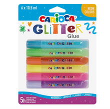 Glitter Glue Blister Confezione, 10.5 ml, 6 Colori Fluo, Colla Colorata per Decorazioni