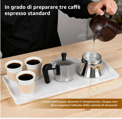 Induction Coffee Maker, Induction Moka Pot 1/2/3/6 Cups, Aluminum Espresso Moka Pot, Compatible with Gas and Induction Hobs