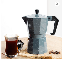 Caffettiera 1/2/3/6 Tazze – Moka in Alluminio Effetto Pietra |  Manico Ergonomico, Compatibile con Gas e Piani Cottura Tradizionali