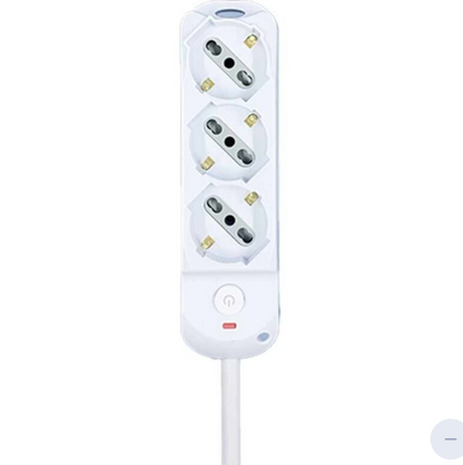 Universal Power Strip 3/4/5/6 Outlets White SCHUKO Bipasso 10A/16A with Switch Plug 10A Cable 1.5m Max 2500W 250V
