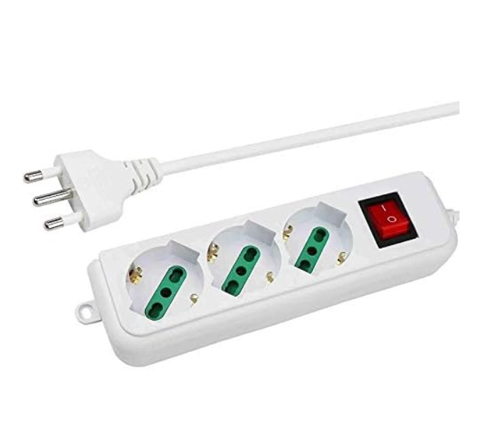 Ciabatta Multipresa Elettrica con 3/4/5/6 Posti Schuko Interruttore Accensione Bianca Pratica Cavo 1.5M Spina 16A