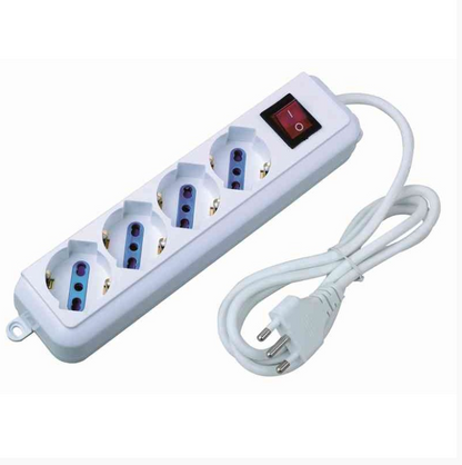 Ciabatta Multipresa Elettrica con 3/4/5/6 Posti Schuko Interruttore Accensione Bianca Pratica Cavo 1.5M Spina 16A