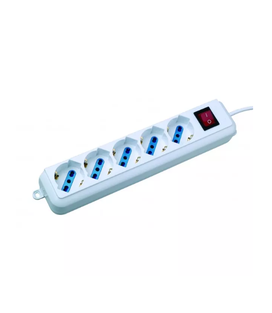Ciabatta Multipresa Elettrica con 3/4/5/6 Posti Schuko Interruttore Accensione Bianca Pratica Cavo 1.5M Spina 16A