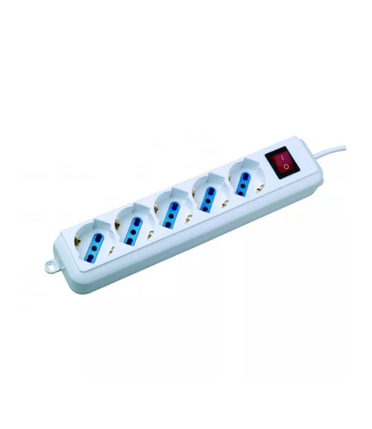 Ciabatta Multipresa Elettrica con 3/4/5/6 Posti Schuko Interruttore Accensione Bianca Pratica Cavo 1.5M Spina 16A