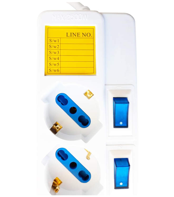 Ciabatta Multipresa a 4/5/6 Posti Spina Bipasso Schuko 10-16A con Interruttori Luminosi e Cavo 1.5m SPINA 16A per Uso Domestico