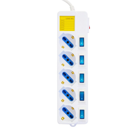 Ciabatta Multipresa a 4/5/6 Posti Spina Bipasso Schuko 10-16A con Interruttori Luminosi e Cavo 1.5m SPINA 16A per Uso Domestico