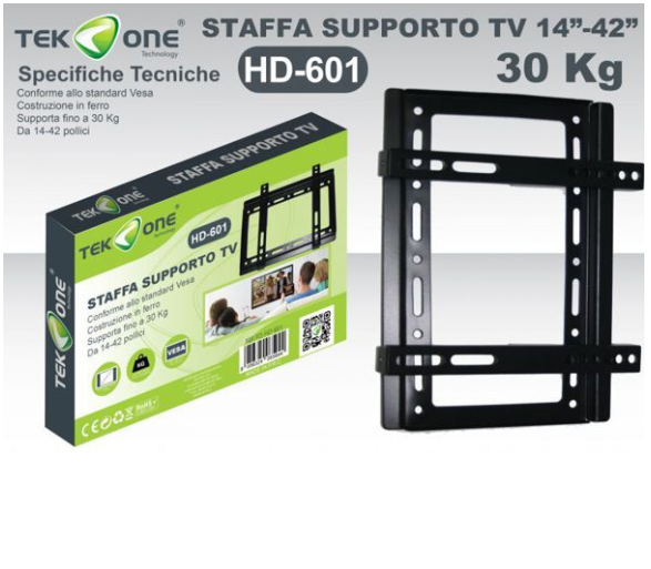 Ultra-slim fixed universal wall mount bracket for 14" - 42" LED TVs, max 30kg