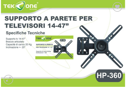 TeKone HP-360 TV Bracket LCD LED Wall Mount 14″ to 47″ MAX 20KG