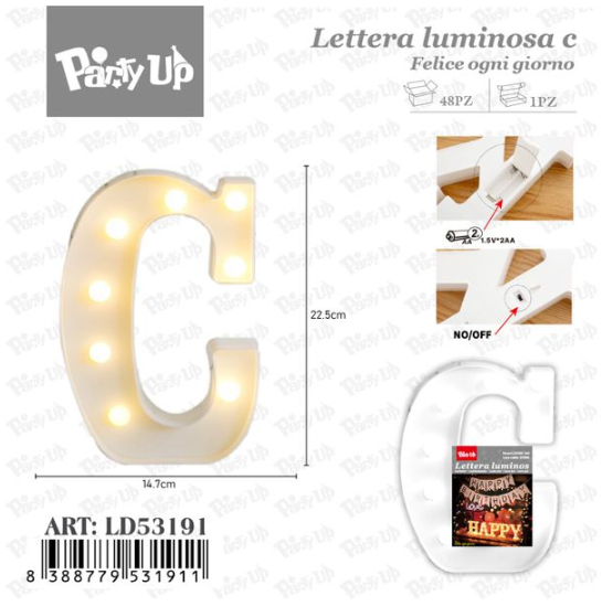 Lettere in Legno Decorative – 17 x 23 cm ABCDEFGHIJKLMNOPQRSTUVWXYZ+OMAGGIO 1 CONFEZIONE BATTERIE AA