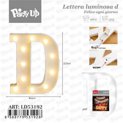 Lettere in Legno Decorative – 17 x 23 cm ABCDEFGHIJKLMNOPQRSTUVWXYZ+OMAGGIO 1 CONFEZIONE BATTERIE AA