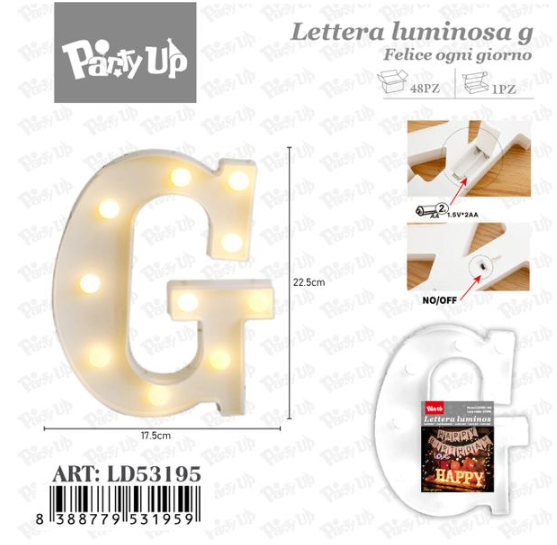 Lettere in Legno Decorative – 17 x 23 cm ABCDEFGHIJKLMNOPQRSTUVWXYZ+OMAGGIO 1 CONFEZIONE BATTERIE AA