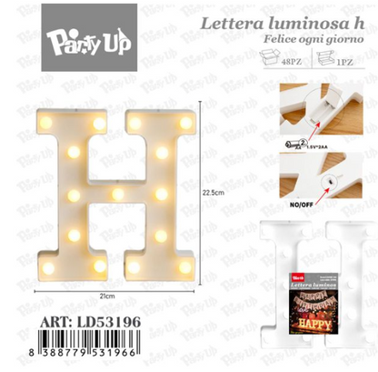 Lettere in Legno Decorative – 17 x 23 cm ABCDEFGHIJKLMNOPQRSTUVWXYZ+OMAGGIO 1 CONFEZIONE BATTERIE AA