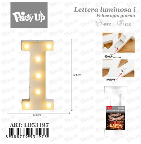 Lettere in Legno Decorative – 17 x 23 cm ABCDEFGHIJKLMNOPQRSTUVWXYZ+OMAGGIO 1 CONFEZIONE BATTERIE AA