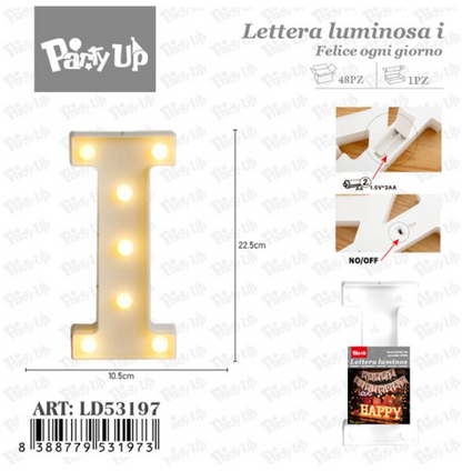 Lettere in Legno Decorative – 17 x 23 cm ABCDEFGHIJKLMNOPQRSTUVWXYZ+OMAGGIO 1 CONFEZIONE BATTERIE AA