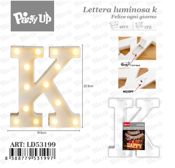 Lettere in Legno Decorative – 17 x 23 cm ABCDEFGHIJKLMNOPQRSTUVWXYZ+OMAGGIO 1 CONFEZIONE BATTERIE AA