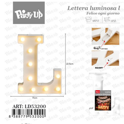Lettere in Legno Decorative – 17 x 23 cm ABCDEFGHIJKLMNOPQRSTUVWXYZ+OMAGGIO 1 CONFEZIONE BATTERIE AA