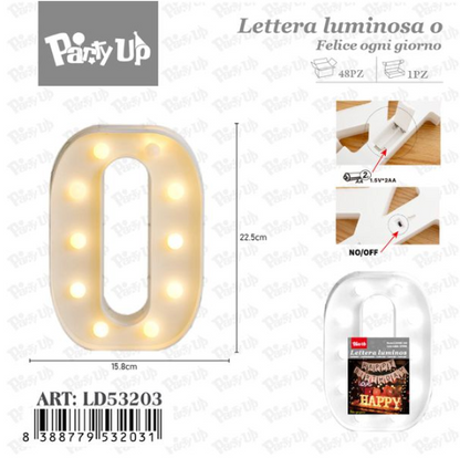 Lettere in Legno Decorative – 17 x 23 cm ABCDEFGHIJKLMNOPQRSTUVWXYZ+OMAGGIO 1 CONFEZIONE BATTERIE AA