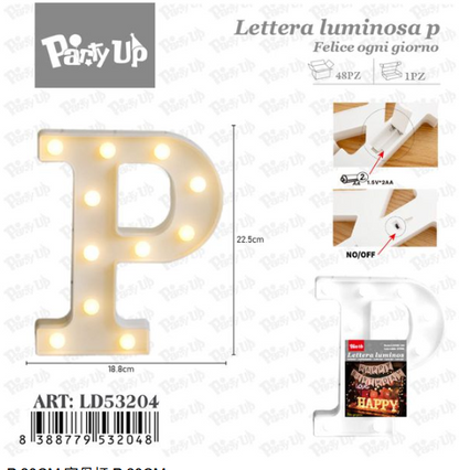 Lettere in Legno Decorative – 17 x 23 cm ABCDEFGHIJKLMNOPQRSTUVWXYZ+OMAGGIO 1 CONFEZIONE BATTERIE AA