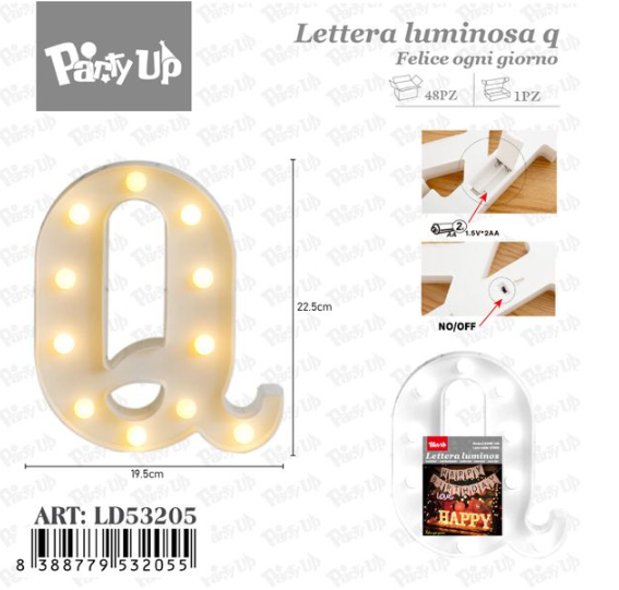 Lettere in Legno Decorative – 17 x 23 cm ABCDEFGHIJKLMNOPQRSTUVWXYZ+OMAGGIO 1 CONFEZIONE BATTERIE AA