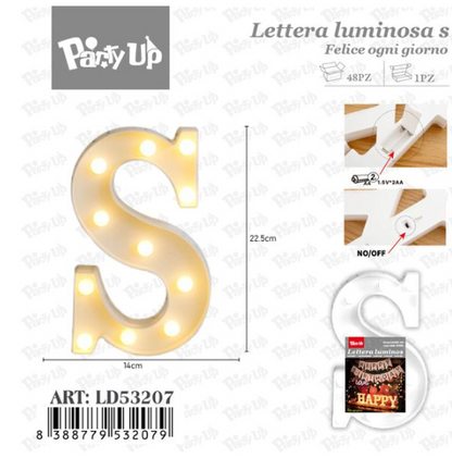 Lettere in Legno Decorative – 17 x 23 cm ABCDEFGHIJKLMNOPQRSTUVWXYZ+OMAGGIO 1 CONFEZIONE BATTERIE AA