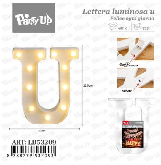 Lettere in Legno Decorative – 17 x 23 cm ABCDEFGHIJKLMNOPQRSTUVWXYZ+OMAGGIO 1 CONFEZIONE BATTERIE AA