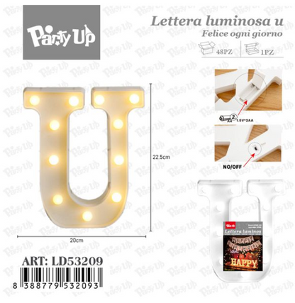 Lettere in Legno Decorative – 17 x 23 cm ABCDEFGHIJKLMNOPQRSTUVWXYZ+OMAGGIO 1 CONFEZIONE BATTERIE AA