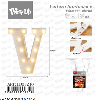 Lettere in Legno Decorative – 17 x 23 cm ABCDEFGHIJKLMNOPQRSTUVWXYZ+OMAGGIO 1 CONFEZIONE BATTERIE AA