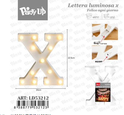 Lettere in Legno Decorative – 17 x 23 cm ABCDEFGHIJKLMNOPQRSTUVWXYZ+OMAGGIO 1 CONFEZIONE BATTERIE AA