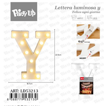 Lettere in Legno Decorative – 17 x 23 cm ABCDEFGHIJKLMNOPQRSTUVWXYZ+OMAGGIO 1 CONFEZIONE BATTERIE AA