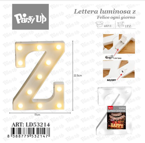 Lettere in Legno Decorative – 17 x 23 cm ABCDEFGHIJKLMNOPQRSTUVWXYZ+OMAGGIO 1 CONFEZIONE BATTERIE AA