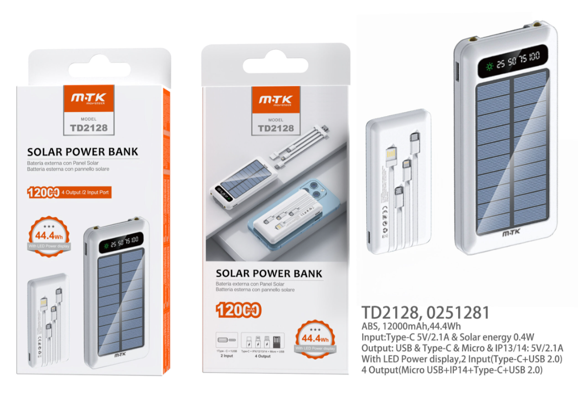 Solar Power Bank, Camping Equipment for Family Outings, Portable Charger 12000Mah Fast Charging, Super Bright Flashlight and as a Cell Phone Holder