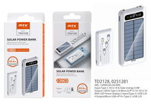 Solar Power Bank, Attrezzatura da Campeggio per Uscita Famiglia ,Caricatore Portatile 12000Mah Ricarica Rapida, Torcia Super Luminosa e Come Supporto per Telefono Cellulare