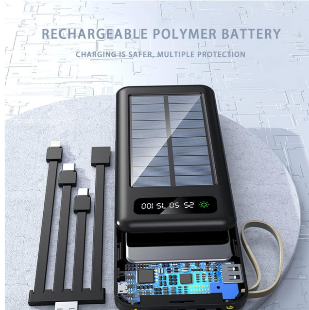 Solar Power Bank, Camping Equipment for Family Outings, Portable Charger 12000Mah Fast Charging, Super Bright Flashlight and as a Cell Phone Holder