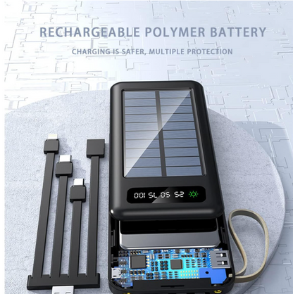 Solar Power Bank, Camping Equipment for Family Outings, Portable Charger 12000Mah Fast Charging, Super Bright Flashlight and as a Cell Phone Holder