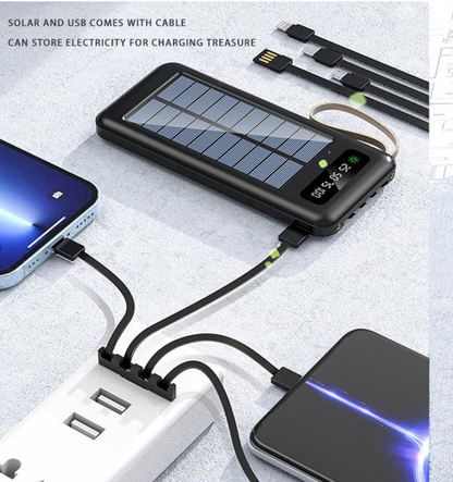 Solar Power Bank, Camping Equipment for Family Outings, Portable Charger 12000Mah Fast Charging, Super Bright Flashlight and as a Cell Phone Holder