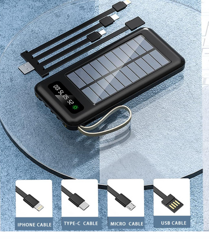 Solar Power Bank, Camping Equipment for Family Outings, Portable Charger 12000Mah Fast Charging, Super Bright Flashlight and as a Cell Phone Holder