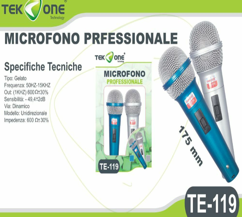 Coppia Microfoni Dinamico TeKone Te-119 Con Filo Karaoke Conferenza hsb
