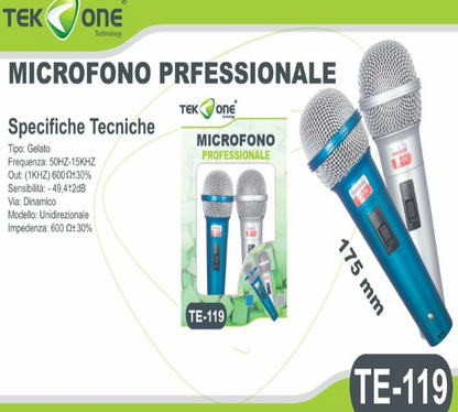 Coppia Microfoni Dinamico TeKone Te-119 Con Filo Karaoke Conferenza hsb