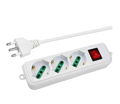 Ciabatta Multipresa Elettrica con 3/4/5/6 Posti Schuko Interruttore Accensione Bianca Pratica Cavo 3M Spina 16A